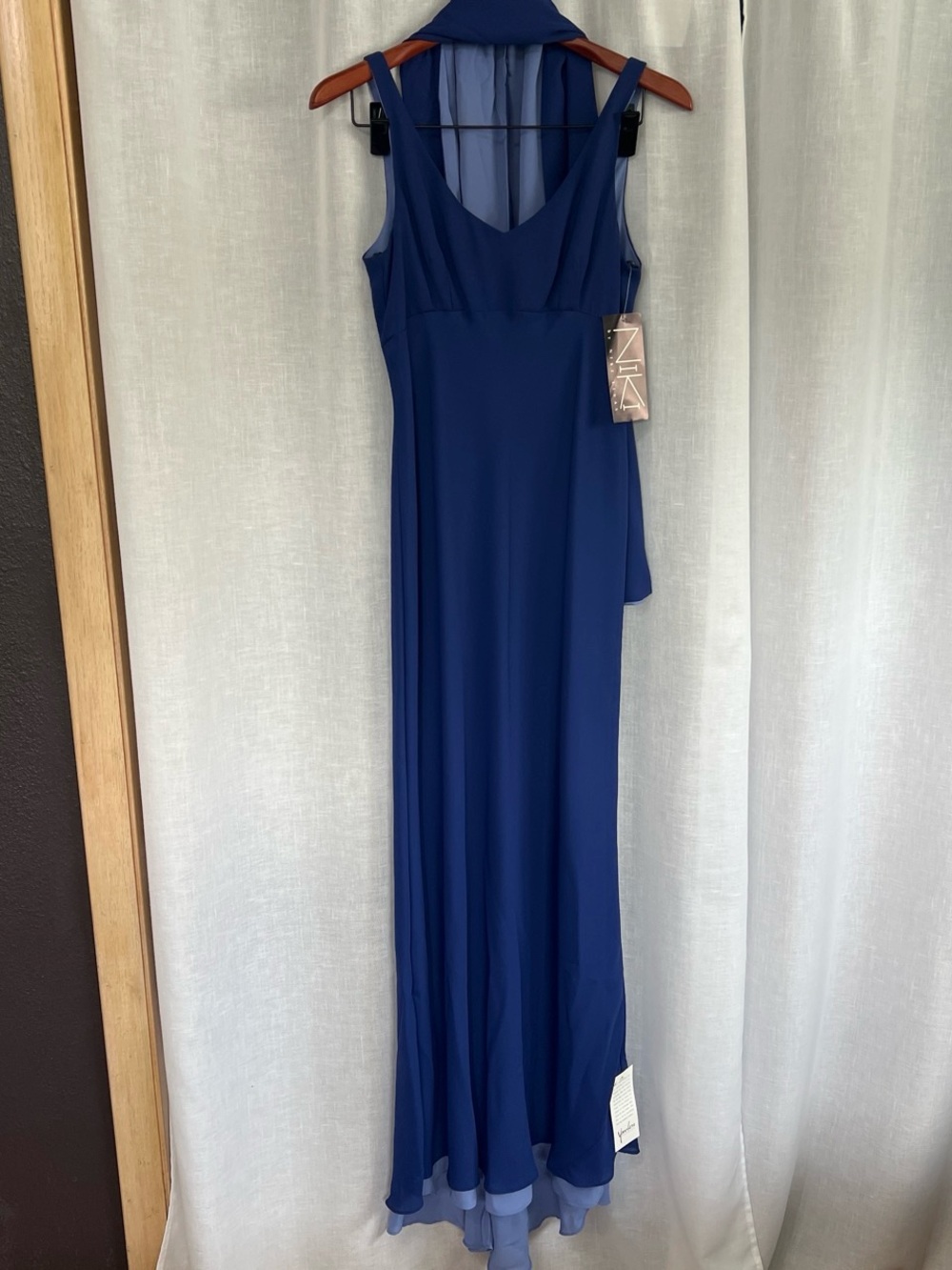 NWT Vintage 1997 Niki by Niki Livas Gown – Royal Blue Scarf Maxi Dress